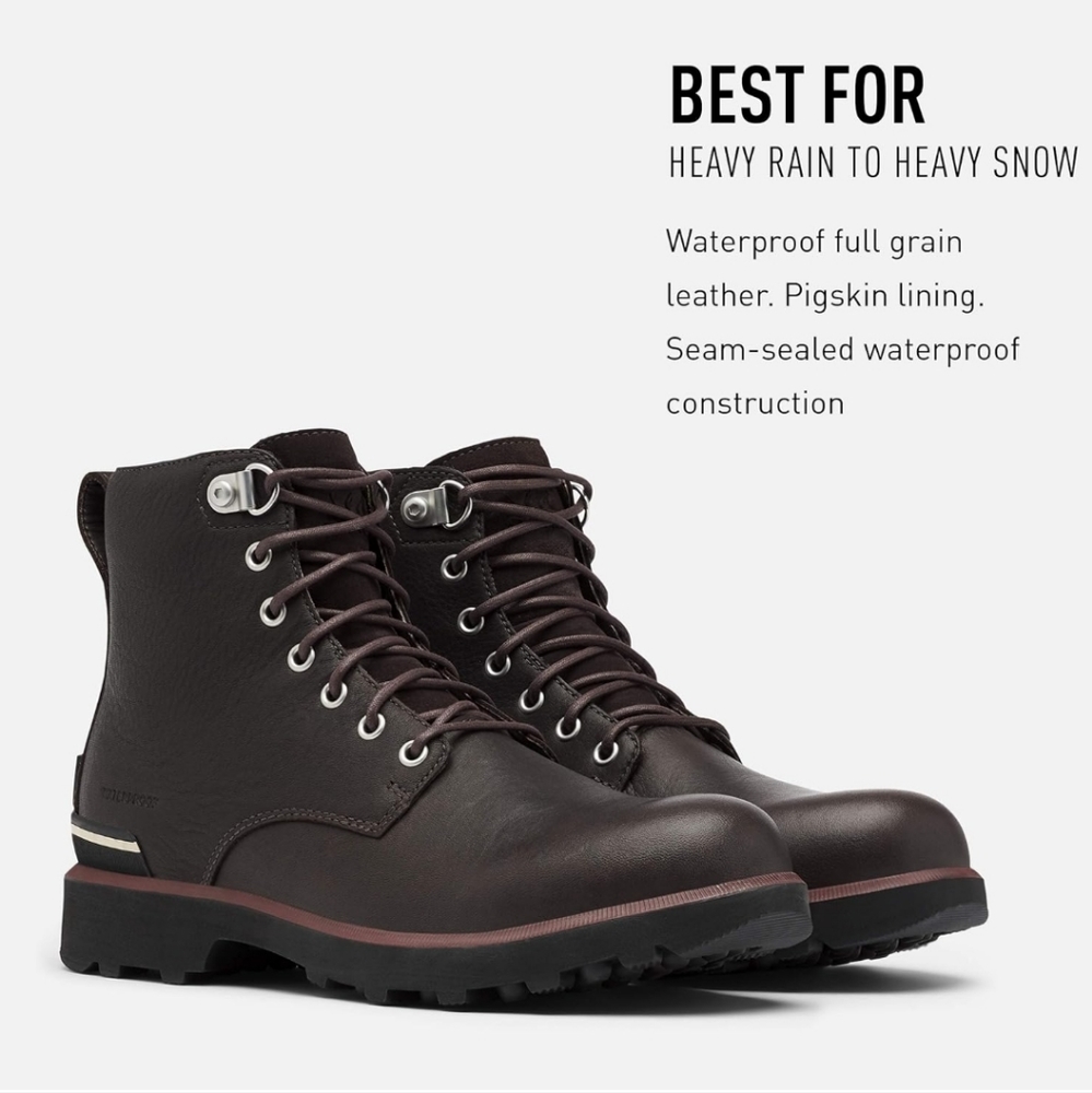 NIB - Sorel Men's Caribou Six Waterproof Boot - Size 12 (Blackened Brown) - Picture 6 of 6